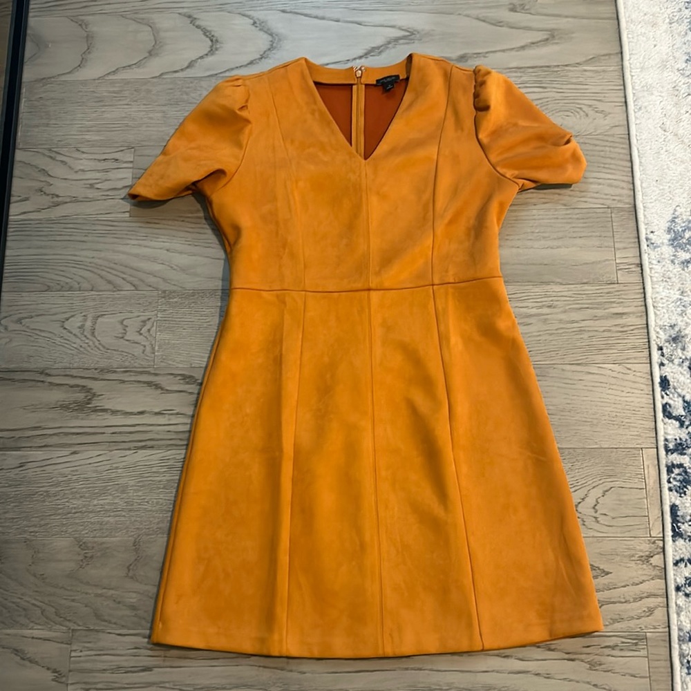 Ann Taylor Size 12 orange faux suede dress